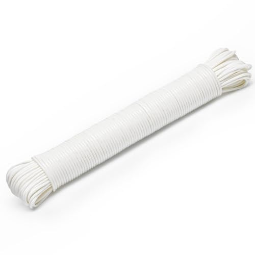 Corde à linge rotative de rechange – 46 m de long – Corde à linge en PVC blanc pour l'extérieur – Corde à linge de rechange solide pour l'extérieur – Corde à linge rotative pour extérieur – Réglable
