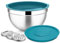 Joyfair Rührschüssel, 4,5 L Edelstahl Salatschüssel Schüssel mit Luftdichten Deckel & Abnehmbarem Deckel, Schüsseln mit 3 Reibenaufsätzen zum Backen/Kochen/Zubereiten, Spülmaschinenfest - Blau