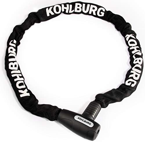 KOHLBURG langes und leichtes Kettenschloss - 107cm lang & 6mm starke Kette - zuklickbares Fahrradschloss - Schloss mit Schlüssel für Fahrrad Roller und Ebike