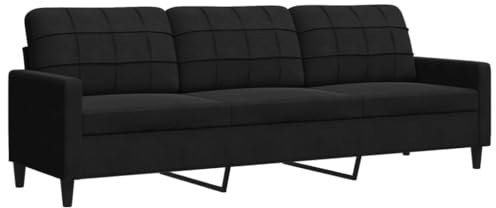 vidaXL Canapé à 3 Places Noir 210 cm Velours, canapé, canapé de Salon, canapé à Trois Places, canapé rembourré, sièges de Salon, canapé en Velours