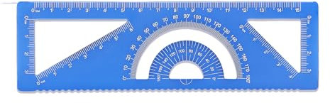 Zotemo Metall-Lineal, 4 in 1 Multifunktions-Lineal, gerades Lineal, Dreieckslineal, Winkelmesser, Geometrie-Lineal, Messwerkzeuge für Schule und Bürobedarf (15,2 cm, Blau)