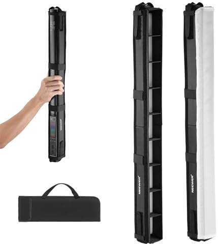 NEEWER LED Licht Diffusor Set für TL60 RGB LED Leuchtstab, LED Röhrenstreifen Lichtdiffusor mit Wabengitter Tragetasche, Klettverschlüsse für Foto Video Live Stream Portrait und Produktaufnahmen, NS9S