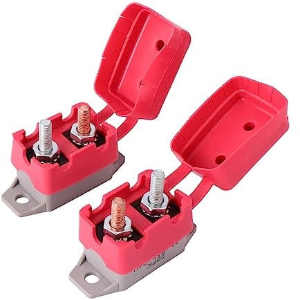 TINEASUR 2stücke Automatischer Reset-sicherungsautomat Mit Roter Isolierabdeckung Schraubbolzen Anschluss Bimetallischer Überstromschutz Für Kfz Lkw Boot Motorradzubehör