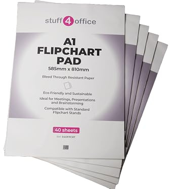 Stuff 4 Office | Flipchart Paper Pad | A1 Paper Plain | 40 sheets | White Presentation Flip Chart Paper for Meetings, Classrooms, Brainstorming, Training & Office Use