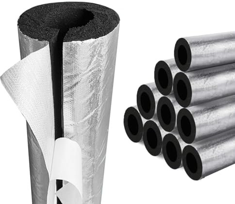 Aislamiento de Tuberías para Exteriores, 95 cm Espuma Tubo de Aislamiento, Aislante Tubo Aire Acondicionado, Papel de Aluminio Coquilla Aislante para Tubos de Agua y Calefacción(ID 89mm (3-1/2))