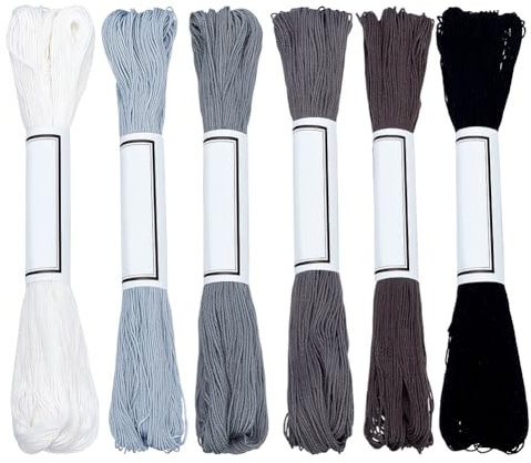 FREEBLOSS 300 iarda di Filo Sashiko 6 matasse 100% cotone Cordoncino Grigio Fili Da Ricamo Giapponesi Sashiko per Cucire A Mano Filo Spesso Sashiko per Forniture Da Ricamo Giapponesi Filo Da Ricamo