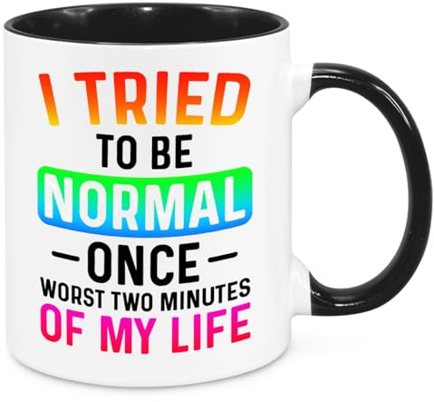 Cherish Charlie Designs I Tried to Be Normal Mug - Funny Novelty Gift Silly Present Mugs for Women Birthday Christmas for Mum Dad Friend Sister for Men Colleague Secret Santa Work Quotes (Rainbow)