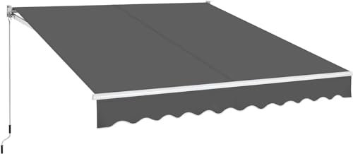 Generisch Einziehbare Markise, 10 x 8 Fuß, Terrassenmarkise, einziehbare Sonnenschutzmarkise mit manueller Kurbel, manuelle Aluminium-Deckmarkise für Terrasse/Balkon, Klemmmarkise, einziehbar (Beige)