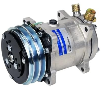 Compresor aire Acondicionado coche Compresor de aire acondicionado para automóvil 5h14 12v / 24v V Polea Blet Tractor Excavadora Camión 508 Bomba de aire acondicionado Compresor(5H14-1B DC-12V)