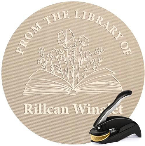 HATALKIN Prägestempel Personalisiert, Gestalten Sie Ihren Buchpräger, Papierprägestempel mit robustem Stahlgehäuse, Buchstempel für Bibliothek, Hochzeitseinladung, Notarsiegel