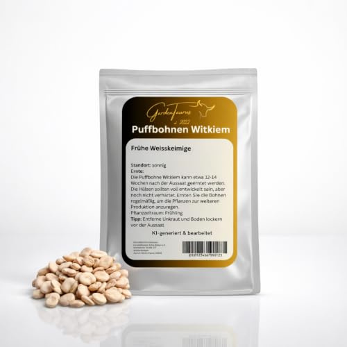 GardenTaurus Puffbohnen Saatgut 500g (Grosse Bohnen) Frühe Weißkeimige Witkiem (500g) Bohnensamen