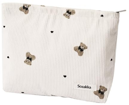 CATOR Trousse de Toilette Voyage,Trousse de Maquillage en Velours Côtelé Tissu,Cosmétiques à Glissière Portable, Sac de Organiseur Cosmétique Sac de Maquillage Femme(A)