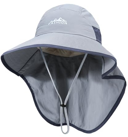 TAGVO Sonnenhut Herren Damen mit Nackenschutz, UPF 50+ Breite Krempe Sonnenschutz Mütze Wandern Outdoor-Hut Faltbar Safari Atmungsaktiv Verstellbar