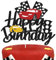 Renn Auto Tortendeko 1 Stück Happy Birthday Rennauto Karierte Flagge Kinder Cake Topper Karierter Flagge Kuchen Deko Jungen Mädchen Geburtstag Party Kuchen Dekorationen