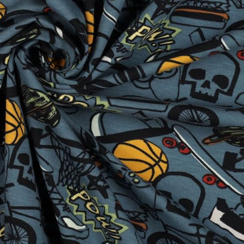 Jersey Stoff | Ökotex | Motive für Jungen | ab 50 cm | zum Nähen von Baby- und Kinderkleidung (Cool, jeans)