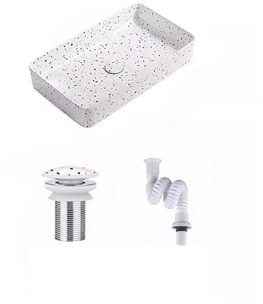HADECOLL Lavabo À Poser Nordique, Lavabo en Céramique Terrazzo, Lavabo De Salle De Bain Carré, Balcon, Lavabo De Personnalité pour La Maison, Meuble-Lavabo De Salle De Bain