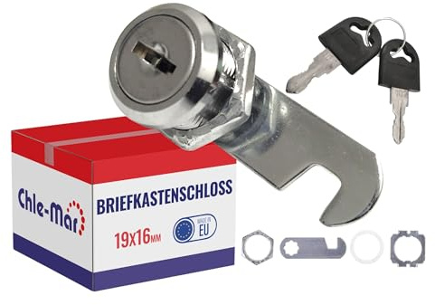 Chle-Mar Briefkastenschloss 19x16 mm mit 2 Schlüssel, Hebelschloss | zur Innenmontage, Schloss Briefkasten & Schloss für Geldkassette aus Metall – kompakt & vielseitig