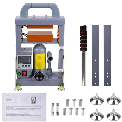 LetCartMaker 5 ton manuell hydraulisk värmepress, 600 W dubbla värmeplattor, rosinextraktionsmaskin, grå – tryckpressar för oljeutvinning, textiltryck och hantverk