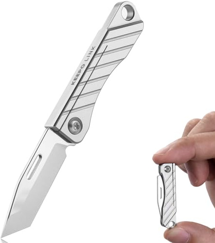 KEEPO LINK Titanium Pocket Knife Small Folding Blade for Men & Women, OLK02 | Sharp Utility Knife, Mini Box Cutter, EDC Multitool for Everyday Carry, Camping, Hiking and Outdoor, Lightweight, Anti-rust
