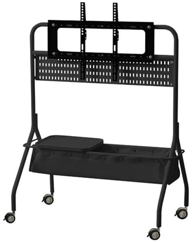 Meuble TV mobile avec panier de rangement, chariot roulant pour un transport facile d'une pièce à l'autre
