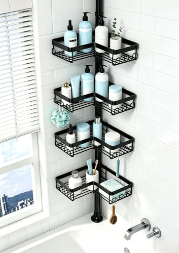 Cooeco Telescopic Shower Caddy Corner, 4-Layer Shower Shelf