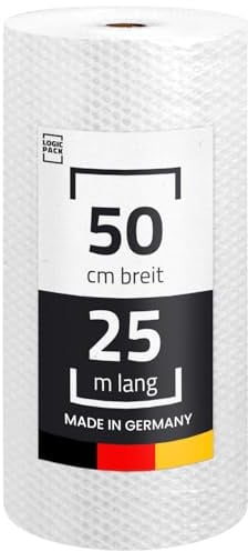 LOGIC PACK Luftpolsterfolie 25m x 50cm, 2-lagig, 50µm, 1 Rolle