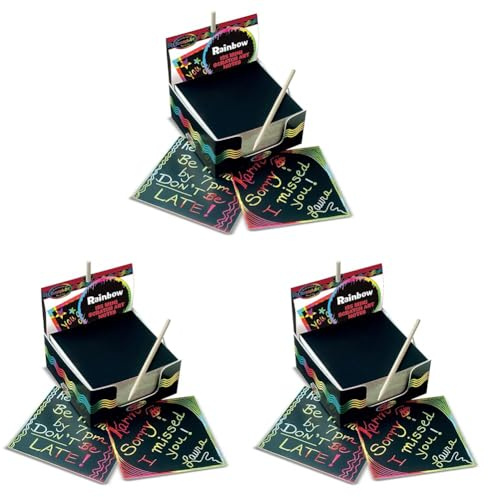 Melissa & Doug - Scratchkunst-Box mit Mini-Notizzetteln in Regenbogenfarben - Das Original (Kunst- und Bastelbedarf, Holzstift, 125 Notizzette (Packung mit 3)
