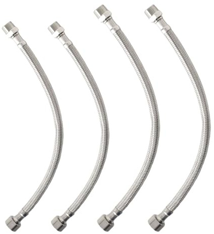 4 Tuyaux Flexibles en Acier Inoxydable 304 - Raccord 3/8 pour Robinet, Évier, Machine à Laver - 2x30cm + 2x40cm