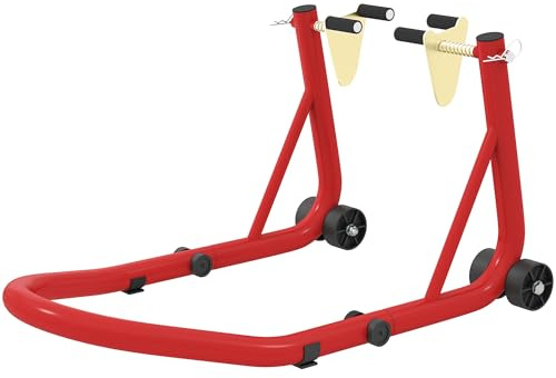 HOMCOM Motorradständer Set vorne Motorradheber bis 544 kg Montageständer für Motorrad Vorderrad Aus Stahl Rot