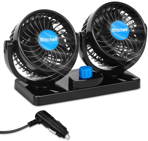 Ventilateur de Voiture 12V à Double Tête, 360° Rotatif, 2 Vitesses, Silencieux et Puissant, avec Prise Allume-Cigare, Ventilateur de Refroidissement Pour Camion, SUV, Van, Camping-Car et Bateau