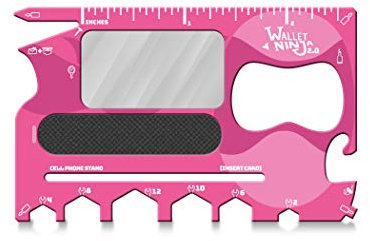 Wallet Ninja 2.0 (Advanced 20-in-1 Multitool, Now with Mirror + Nail File) (Pink)