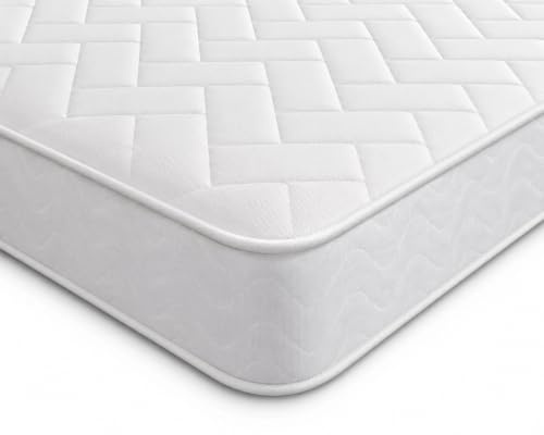 Starlight Beds Metro EU Single Mattress Hybrid Sprung with Foam Layer | Coil Spring, 7 Inch Deep, Budget Friendly Value Comfort, Soft Support, Rolled & Boxed, UK Manufacturer. White - 90x200x18cm