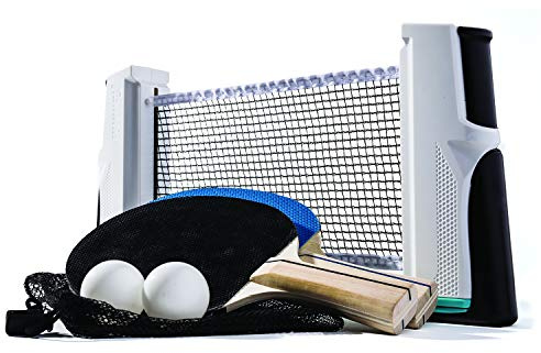 Franklin Sports Portable Ping Pong Net Set - Adjustable Size Table Tennis Net with Paddles + Balls - Easy Attach Ping Pong Net - Anywhere Table Tennis