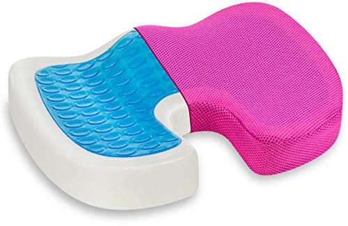 Vitabo Ergonomisch geformtes Sitzkissen | Steißbein-Kissen aus Memory-Schaum mit Gel-Polster (Pink)