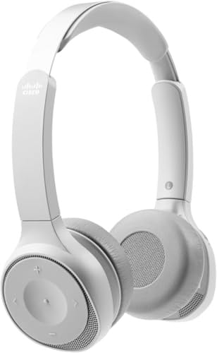 Cisco Headset 730 - Cuffia Bluetooth biaurale wireless con custodia, adattatore Bluetooth USB-A HD, cavi USB-A e da 3,5 mm, colore platino, un anno di garanzia limitata (HS-WL-730-BUNA-P)