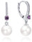JO WISDOM Damen Perlen Ohrringe Perlenohrringe Silber 925 Hängend Hochzeit Ohrringe mit 8MM Perlen 3A Zirkonia Februar Geburtsstein Amethyst Farbe,Schmuck für Frauen