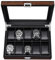 BEWISHOME Uhrenbox SSH10Y – Luxus-Uhrengehäuse aus Holz für Herren, mit Echtglas-Oberseite, Herren-Uhren-Organizer mit abnehmbaren Kissen, glattes Kunstleder-Innenfutter, Braun