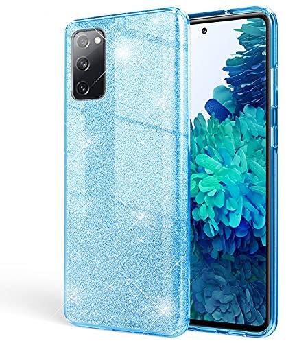 NALIA Brillante Housse Compatible avec Samsung Galaxy S20 FE Coque, Glitter Case Bling Cover Telephone Portable Protection, Anti-Choc Bumper Etui Strass Couverture Protege Paillettes, Couleur:Bleu
