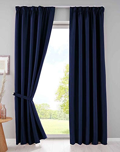 Gardinenbox 2er Set Verdunkelungsvorhänge Blickdicht »Newyork« verdeckte Schlaufen Blau HxB 225x295 cm Thermo-Gardine Blackout schalldämmend ÖKOTEX Kräuselband, 202020610-2