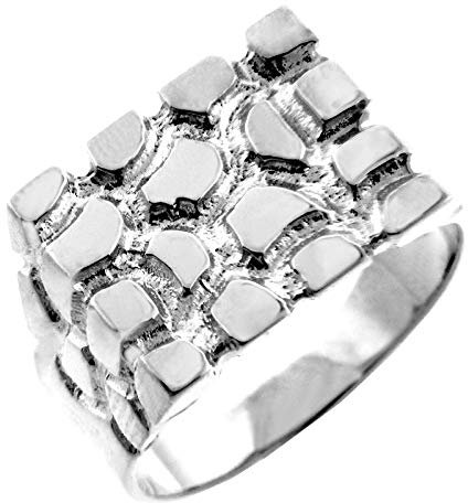 Little Treasures 925 Sterling Silver Herren Armour Nugget Ring