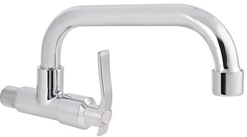 Robinet simple mural, 1/2 robinet d'eau froide simple, robinet simple fixé au mur de tube d'acier inoxydable de corps en laiton pour la cuisine à la maison(25cm)