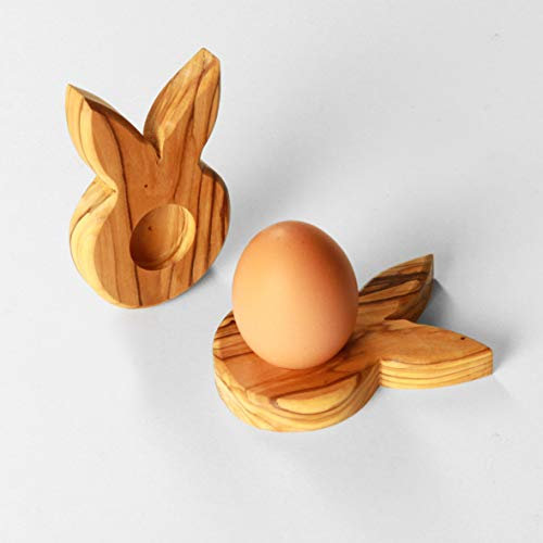 Kassis Geschenkartikel Olivenholz Osterdeko Tischdeko Eierständer Osterhase 9 cm aus Bethlehem (1 Stück)