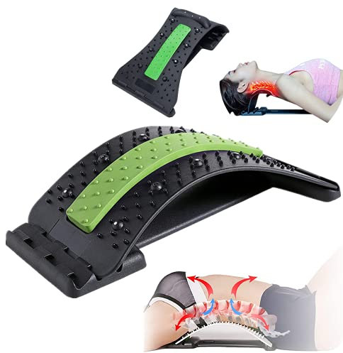 YGMXZL Rückendehner Haltungskorrektur Nacken und Schulter Relaxer(2 in 1),Rückenmassage Unterstützung mit Magnetischen Perlen,Back Stretcher 3 Stufen Einstellbar (Grün)