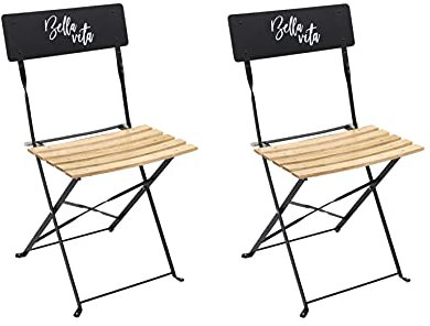 Home Deco Factory-HD7246 Home Deco Factory-HD7246 Klappstühle, Bella Vita, für den Außenbereich, Gartensitz, Schwarz, Holz