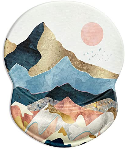 ITNRSIIET Tappetino Mouse Ergonomico con Supporto per il Polso, Tappetino per Mouse in Gel Confortevole, base antiscivolo in PU, per Computer e Laptop, Alba