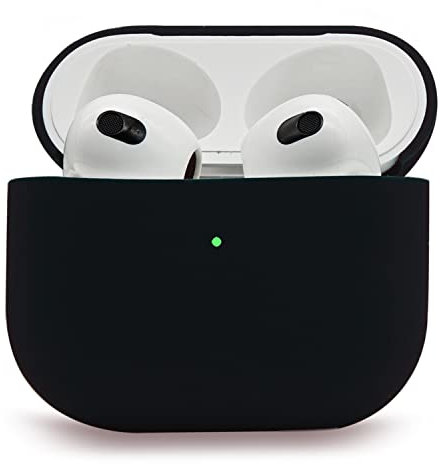 Mocarheri Kompatibel mit AirPods 3 Generation Hülle 2021, Ultra-dünnes, Silikon Stoßfeste Weiches Schutzhülle für AirPods 3, Voller Schutz für AirPods 3 Case Cover, Front-LED Sichtbar,Schwarz