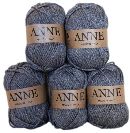 5 gomitoli da 50 grammi filato 50% lana vergine 50% acrilico prodotto in Italia (grigio 303)