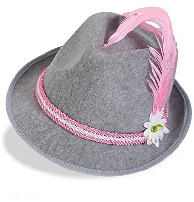 KarnevalsTeufel.de Bayernhut Volksfest Bierfest Trachtenhut Accessoire Bavaria Blau Rot Rosa (rosa)
