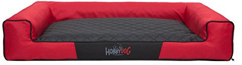 Bjird Hundebett - Hundekorb für kleine mittelgroße & große Hunde - Hundekissen - Hundesofa - Bezug abnehmbar und waschbar - Victoria - Größe: M - Rot mit Schwarz