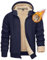 KEFITEVD Felpa con cappuccio da uomo foderata in pile Sherpa con cerniera antivento felpa invernale calda con tasche, blu navy, XXL